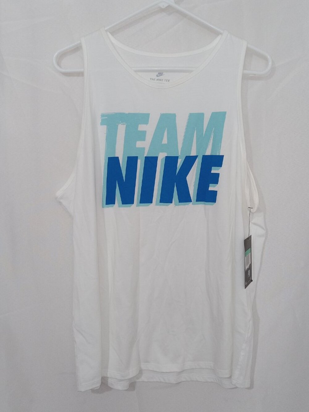 Nike Team Nike Tank Top Womens XL White Blue Graphic Sleeveless NEW